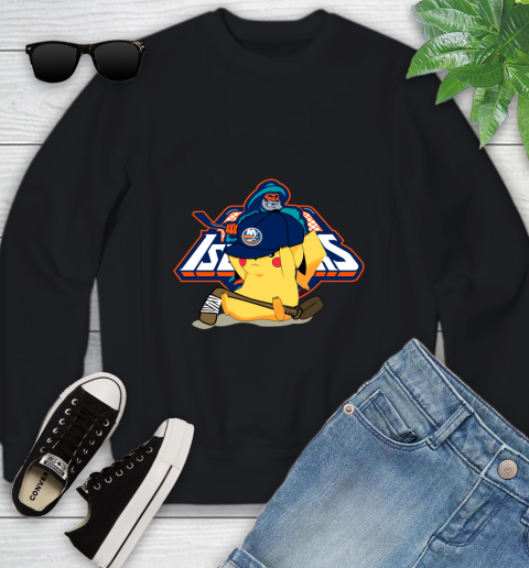 NHL Pikachu Hockey Sports New York Islanders Youth Sweatshirt 2