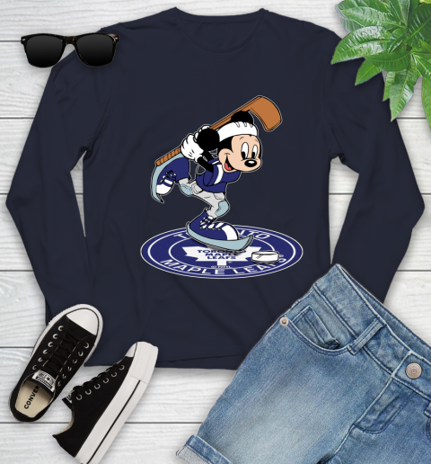 NHL Hockey Toronto Maple Leafs Cheerful Mickey Disney Shirt Youth Long Sleeve - Image 4