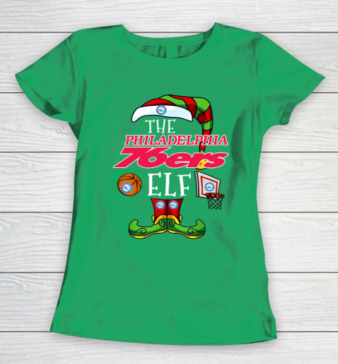 Philadelphia 76ers Christmas ELF Funny NBA Women's T-Shirt 5