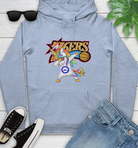 Philadelphia 76ers NBA Basketball Funny Unicorn Dabbing Sports Youth Hoodie 10
