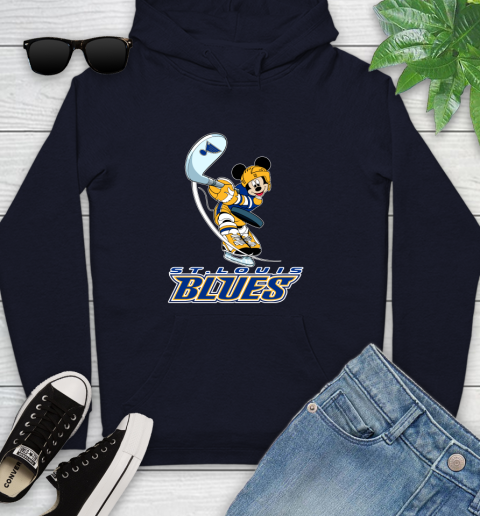 NHL Hockey St.Louis Blues Cheerful Mickey Mouse Shirt Youth Hoodie - Image 5