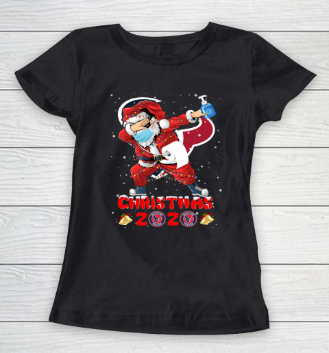 Houston Texans Funny Santa Claus Dabbing Christmas 2020 NFL Women's T-Shirt