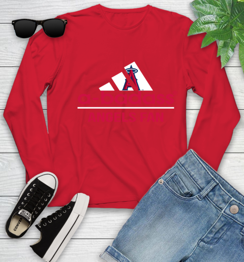 MLB A Badass Los Angeles Angels Fan Adidas Baseball Sports Youth Long Sleeve 11