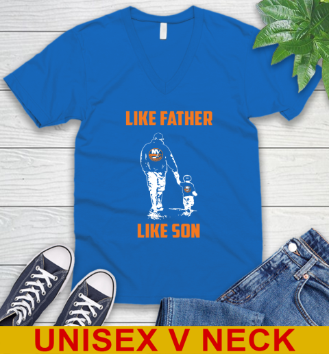 New York Islanders NHL Hockey Like Father Like Son Sports V-Neck T-Shirt 5