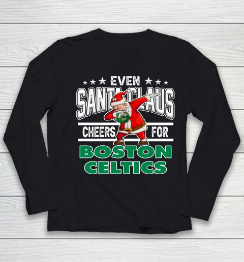 Boston Celtics Even Santa Claus Cheers For Christmas NBA Youth Long Sleeve