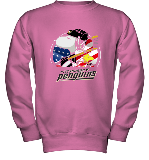 Pittsburg Peguins Ice Hockey Snoopy And Woodstock NHL Youth Sweatshirt