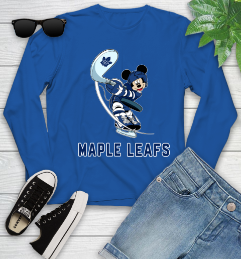 NHL Hockey Toronto Maple Leafs Cheerful Mickey Mouse Shirt Youth Long Sleeve 10