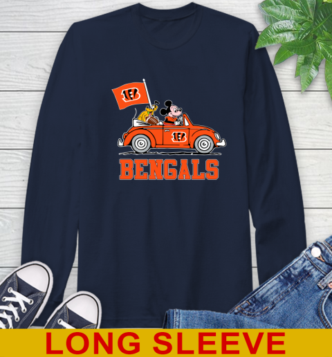 NFL Football Cincinnati Bengals Pluto Mickey Driving Disney Shirt Long Sleeve T-Shirt 4