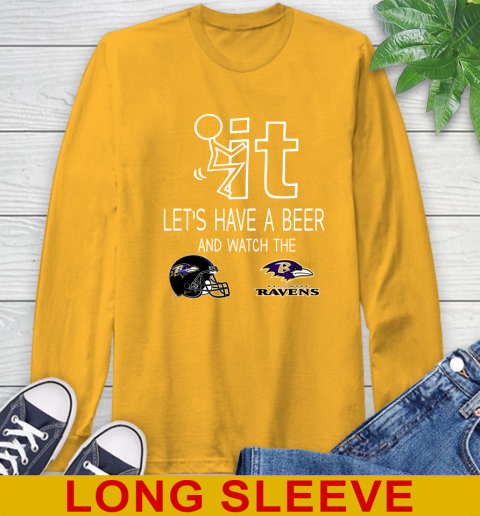 Baltimore Ravens Football NFL Let's Have A Beer And Watch Your Team Sports Long Sleeve T-Shirt 2
