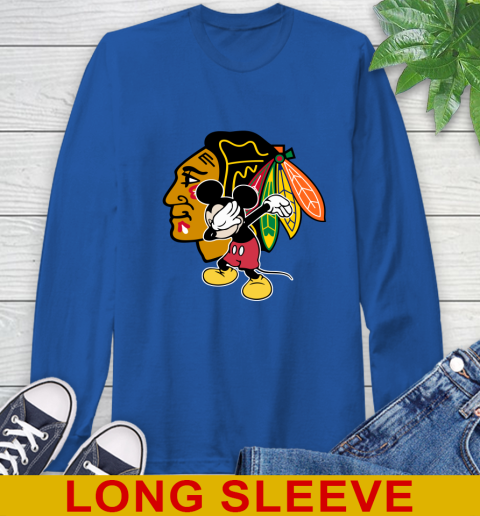 Chicago Blackhawks NHL Hockey Dabbing Mickey Disney Sports Long Sleeve T-Shirt 9
