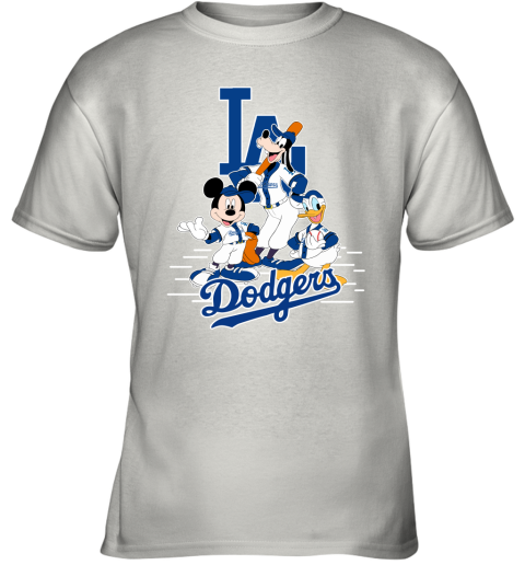 Los Angeles Dodgers Mickey Donald And Goofy Baseball Youth T-Shirt 