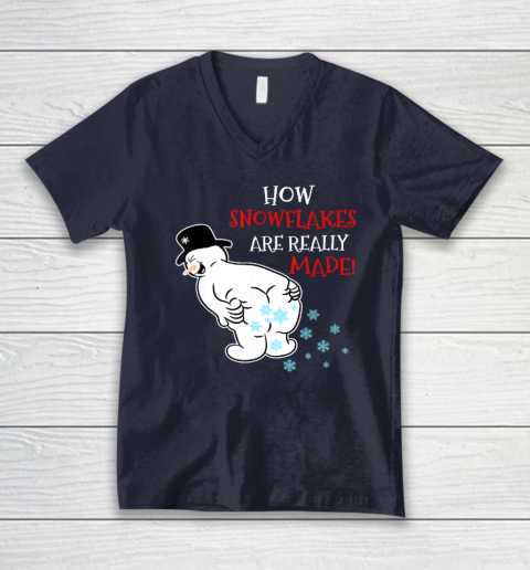 Funny Snowman How Snowflake Are Really Made Christmas Cutome V-Neck T-Shirt 2