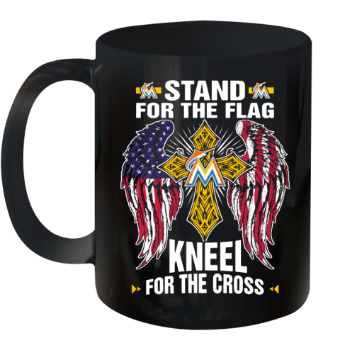 MLB Baseball Miami Marlins Stand For Flag Kneel For The Cross Shirt Ceramic Mug 11oz