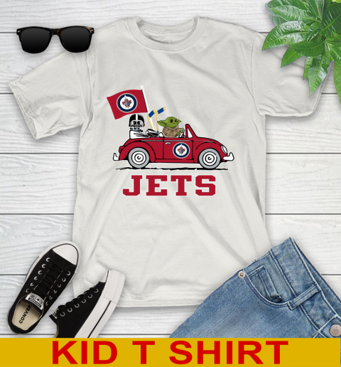 NHL Hockey Winnipeg Jets Darth Vader Baby Yoda Driving Star Wars Shirt Youth T-Shirt 12