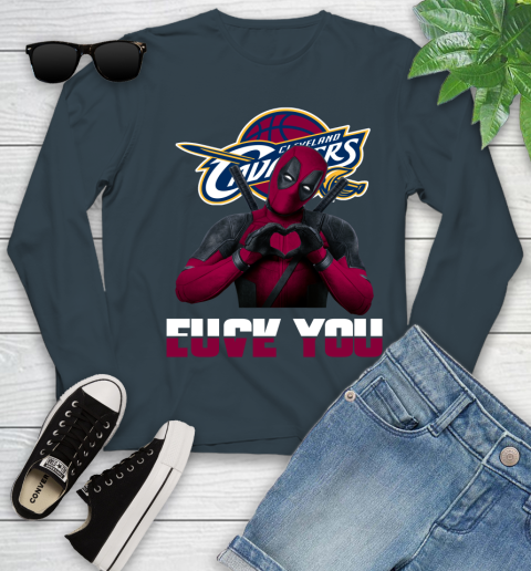 NBA Cleveland Cavaliers Deadpool Love You Fuck You Basketball Sports Youth Long Sleeve 9