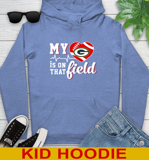 NFL My Heart Is On That Field Football Sports Green Bay Packers Youth Hoodie 12