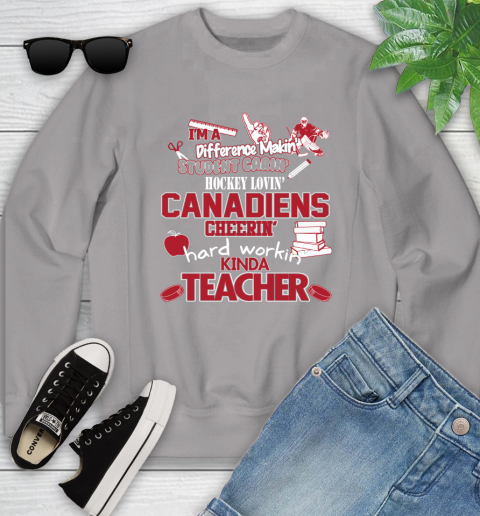 Montreal Canadiens NHL I'm A Difference Making Student Caring Hockey Loving Kinda Teacher Youth Sweatshirt 3