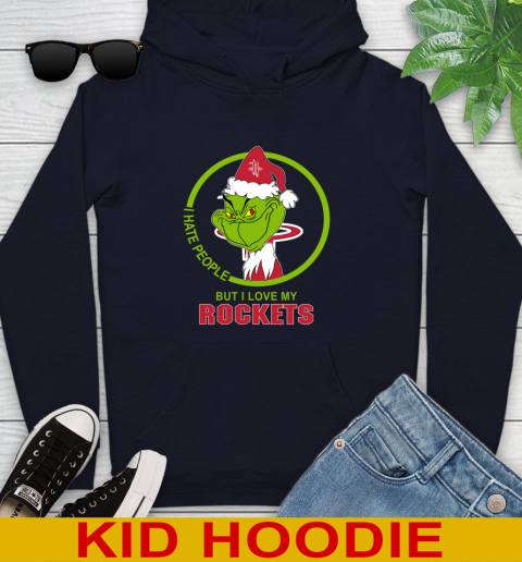 Houston Rockets NBA Christmas Grinch I Hate People But I Love My Favorite Basketball Team Youth Hoodie 4