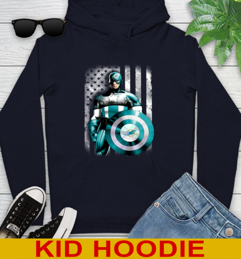 Miami Dolphins NFL Football Captain America Marvel Avengers American Flag Shirt Youth Hoodie 3