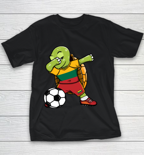 Dabbing Turtle Lithuania Soccer Fans Jersey Flag Football Youth T-Shirt