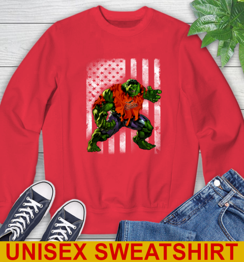 Baltimore Orioles Hulk Marvel Avengers MLB Baseball American Flag Sweatshirt 12