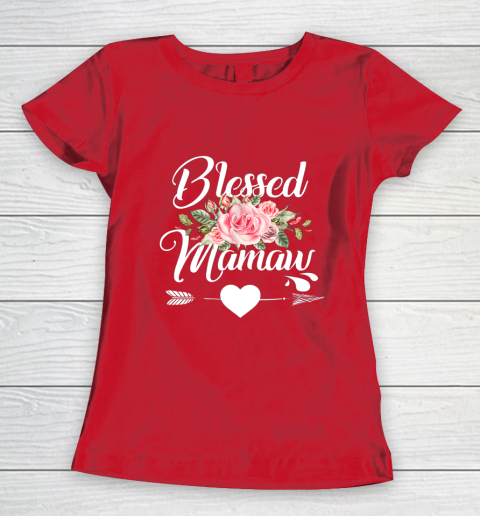 Blessed Mamaw Thanksgiving Christmas Floral Gift For Grandma Women's T-Shirt 9