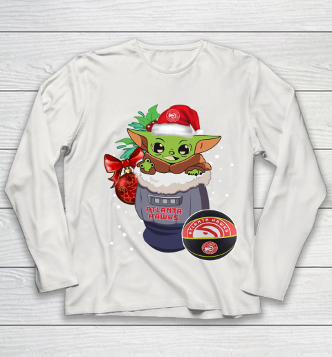 Atlanta Hawks Christmas Baby Yoda Star Wars Funny Happy NBA Youth Long Sleeve 11