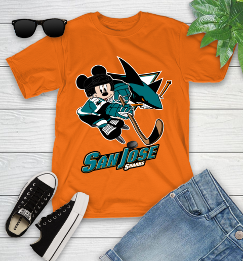 NHL San Jose Sharks Mickey Mouse Disney Hockey T Shirt Youth T-Shirt 7
