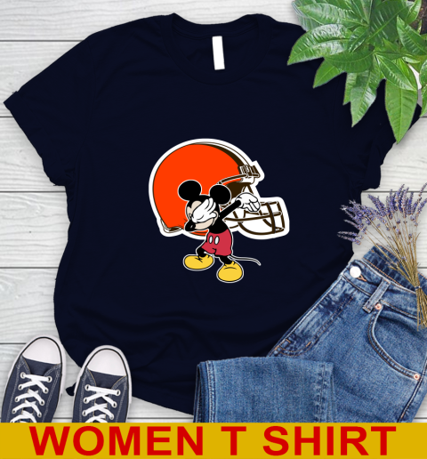 Cleveland Browns NFL Football Dabbing Mickey Disney Sports Women's T-Shirt 3