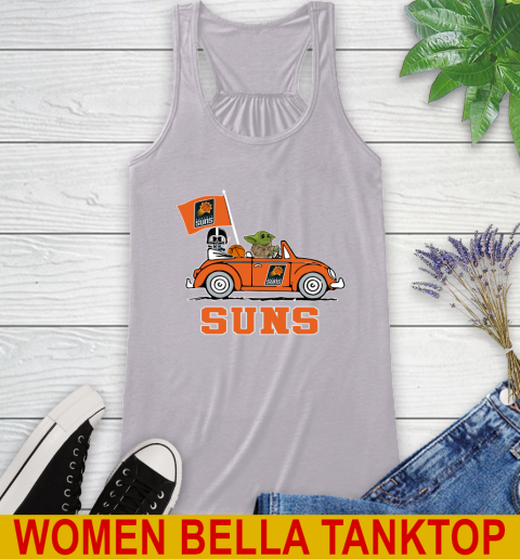NBA Basketball Phoenix Suns Darth Vader Baby Yoda Driving Star Wars Shirt Racerback Tank 5