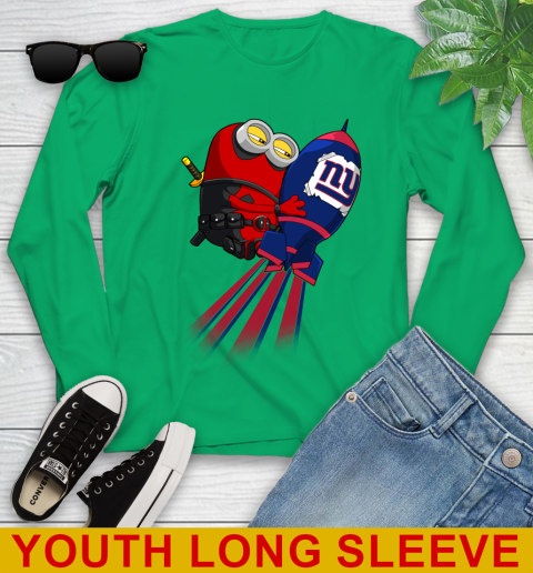 NFL Football New York Giants Deadpool Minion Marvel Shirt Youth Long Sleeve 7