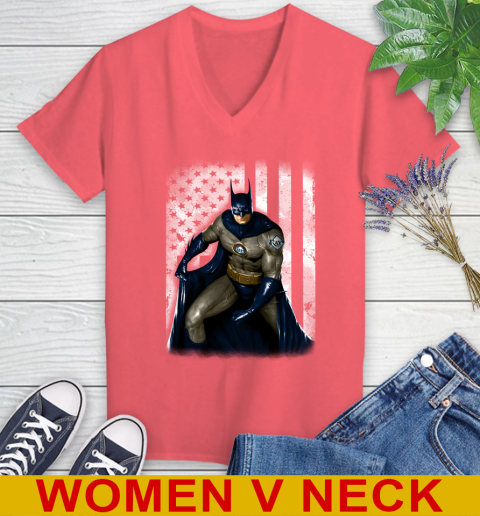 Tampa Bay Rays MLB Baseball Batman DC American Flag Shirt Women's V-Neck T-Shirt 6