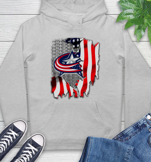 Columbus Blue Jackets NHL Hockey American Flag Hoodie 6