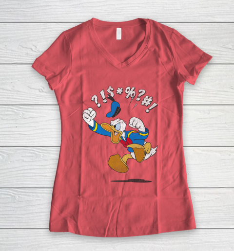 Disney Mickey And Friends Donald Angry Jump Women's V-Neck T-Shirt 4