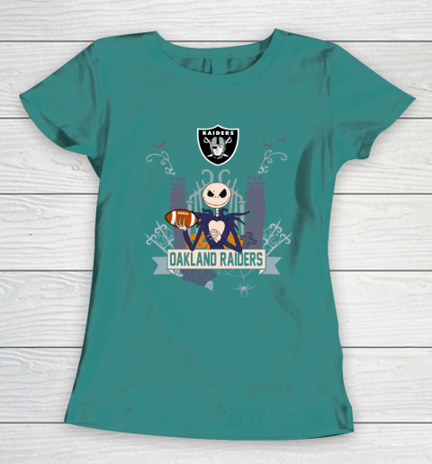 NFL Oakland Raiders Football Jack Skellington Halloween Women's T-Shirt 10