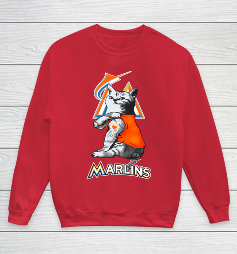 MLB Baseball My Cat Loves Miami Marlins Youth Sweatshirt 7