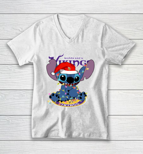 Minnesota Vikings NFL Football noel stitch Christmas V-Neck T-Shirt