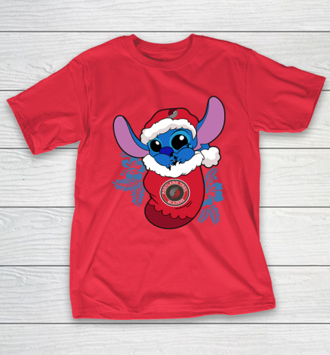 Portland Trail Blazers Christmas Stitch In The Sock Funny Disney NBA T-Shirt 10
