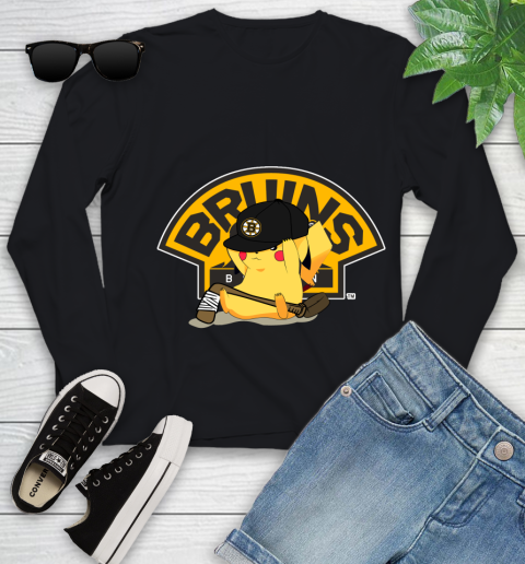 NHL Pikachu Hockey Sports Boston Bruins Youth Long Sleeve 2