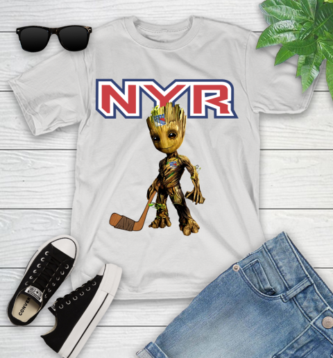 New York Rangers NHL Hockey Groot Marvel Guardians Of The Galaxy Youth T-Shirt