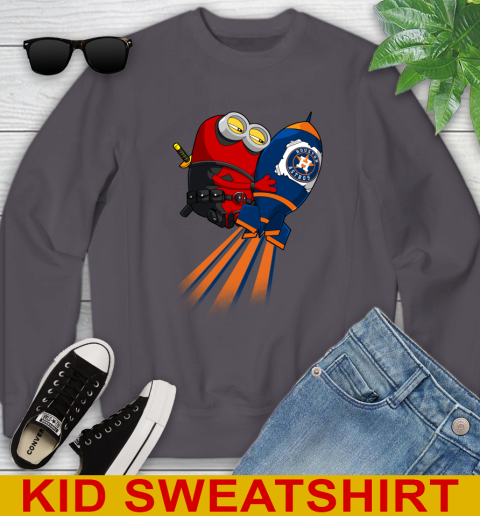 MLB Baseball Houston Astros Deadpool Minion Marvel Shirt Youth Sweatshirt 5