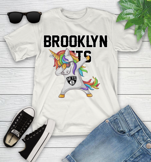 Brooklyn Nets NBA Basketball Funny Unicorn Dabbing Sports Youth T-Shirt