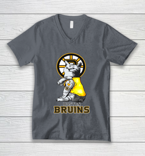 NHL My Cat Loves Boston Bruins Hockey V-Neck T-Shirt 4