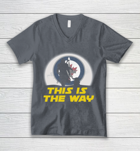 Winnipeg Jets NHL Ice Hockey Star Wars Yoda And Mandalorian This Is The Way V-Neck T-Shirt 4
