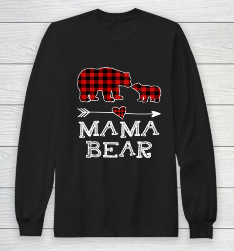 Mama Bear Christmas Pajama Red Plaid Buffalo Long Sleeve T-Shirt