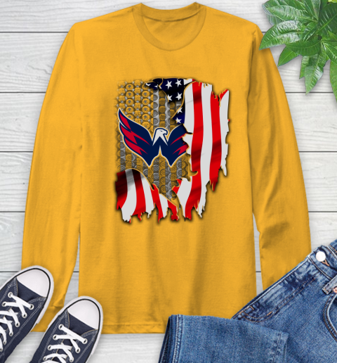 Washington Capitals NHL Hockey American Flag Long Sleeve T-Shirt 2
