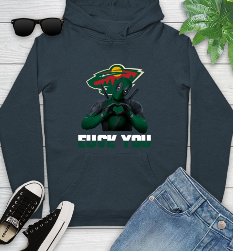 NHL Minnesota Wild Deadpool Love You Fuck You Hockey Sports Youth Hoodie 10
