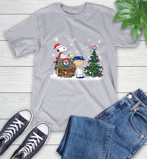 MLB Texas Rangers Snoopy Charlie Brown Christmas Baseball Commissioner's Trophy T-Shirt 6