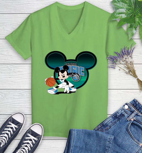 NBA Orlando Magic Mickey Mouse Disney Basketball Women's V-Neck T-Shirt 11