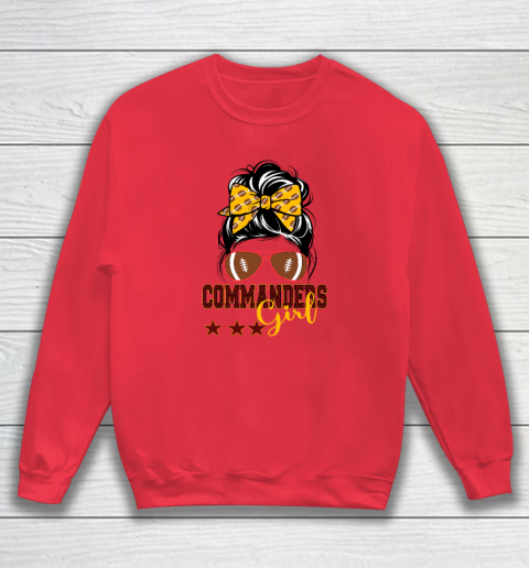 Retro Commanders Girl Messy Bun Sports Fan Team Matching Sweatshirt 6